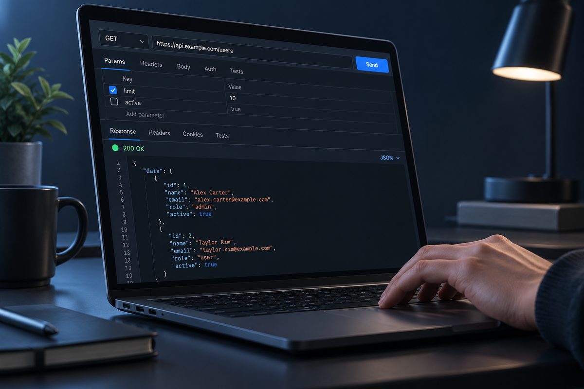 API client with a request and response open while testing a CRM webhook