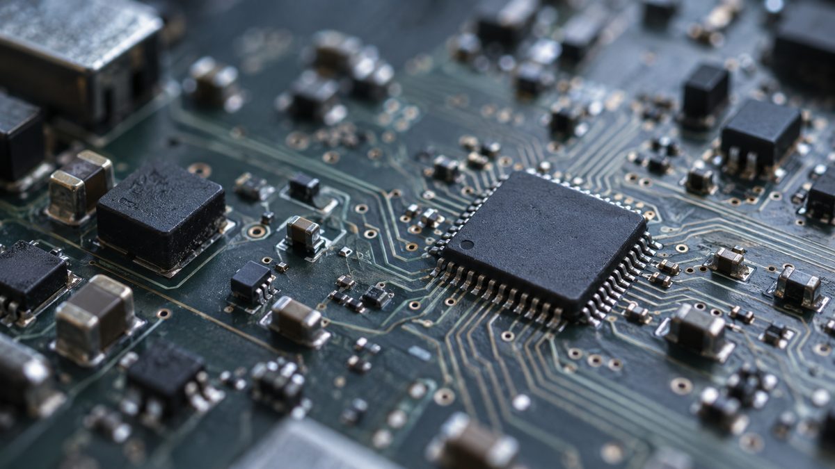 Macro detail of circuit board traces