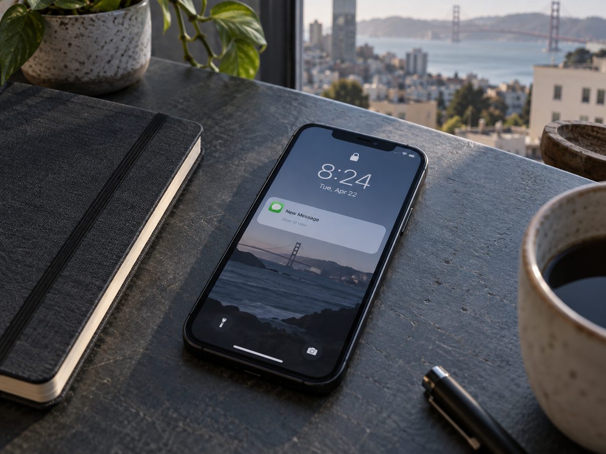 Phone on a desk showing a stale-deal reminder notification